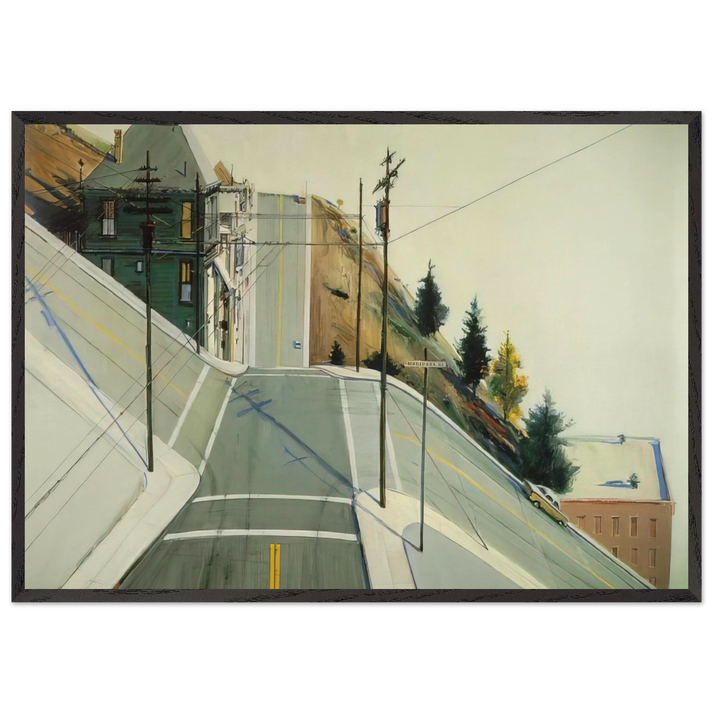 24th Street Intersection - 1977 - Wayne Thiebaud 70x100 cm / 28x40 inches Framed Art Print – Black Wooden Frame