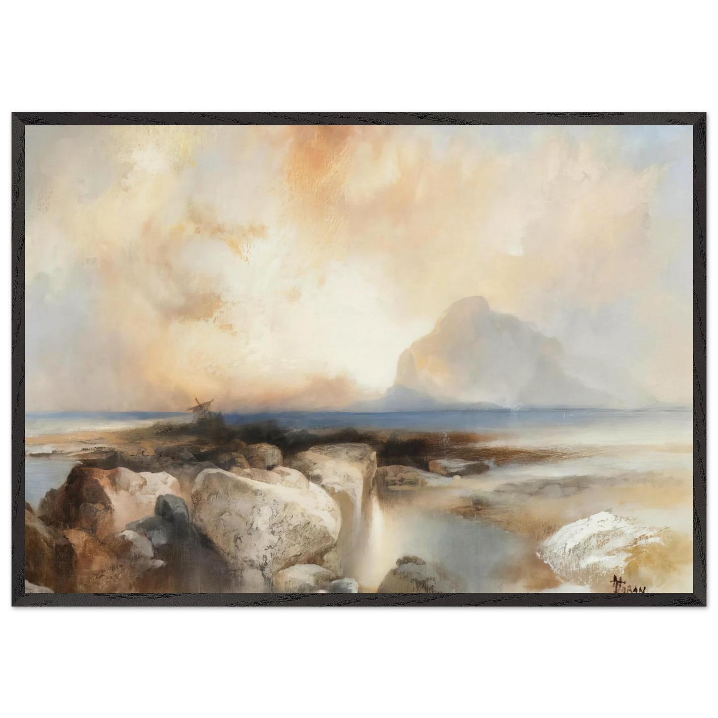 Seascape N6 - Thomas Moran 70x100 cm / 28x40 inches Framed Art Print – Black Wooden Frame