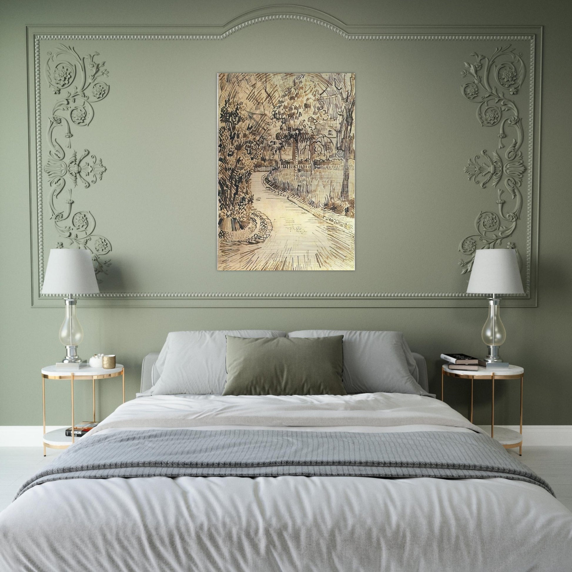 Public Garden with a Corner of the Yellow House - Vincent van Gogh Brushed Aluminum Print - 70x100 cm / 28x40 inches | Vincent van Gogh Aluminum Print | Vincent van Gogh Prints