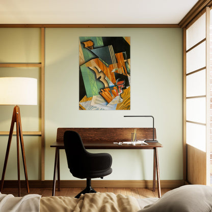 VIOLIN AND GLASS 1915 - Juan Gris Brushed Aluminum Print - 70x100 cm / 28x40 inches | Juan Gris Aluminum Print | Juan Gris Prints