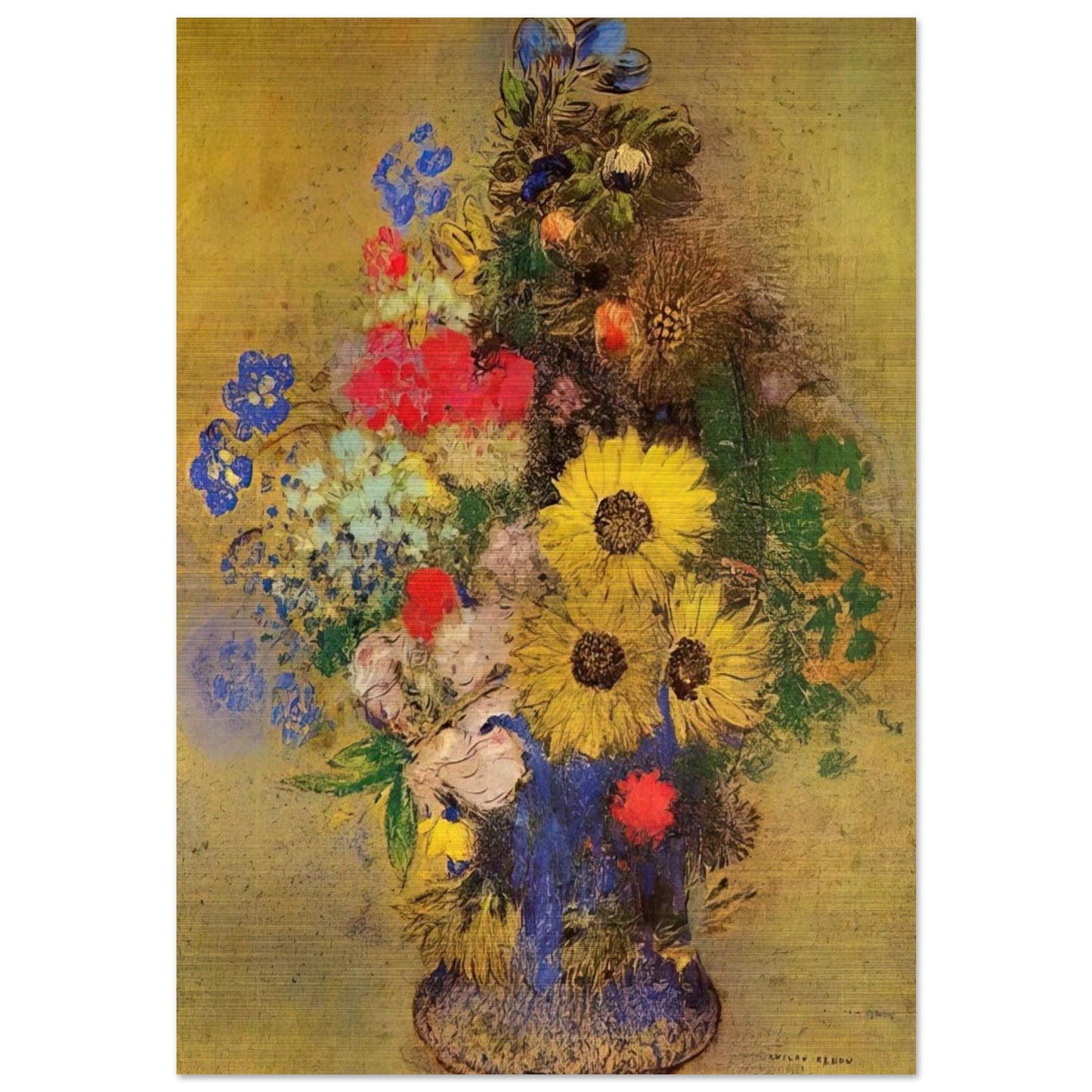 VASE OF FLOWERS 12 - Odilon Redon Brushed Aluminum Print - 70x100 cm / 28x40 inches | Odilon Redon Aluminum Print | Odilon Redon Prints