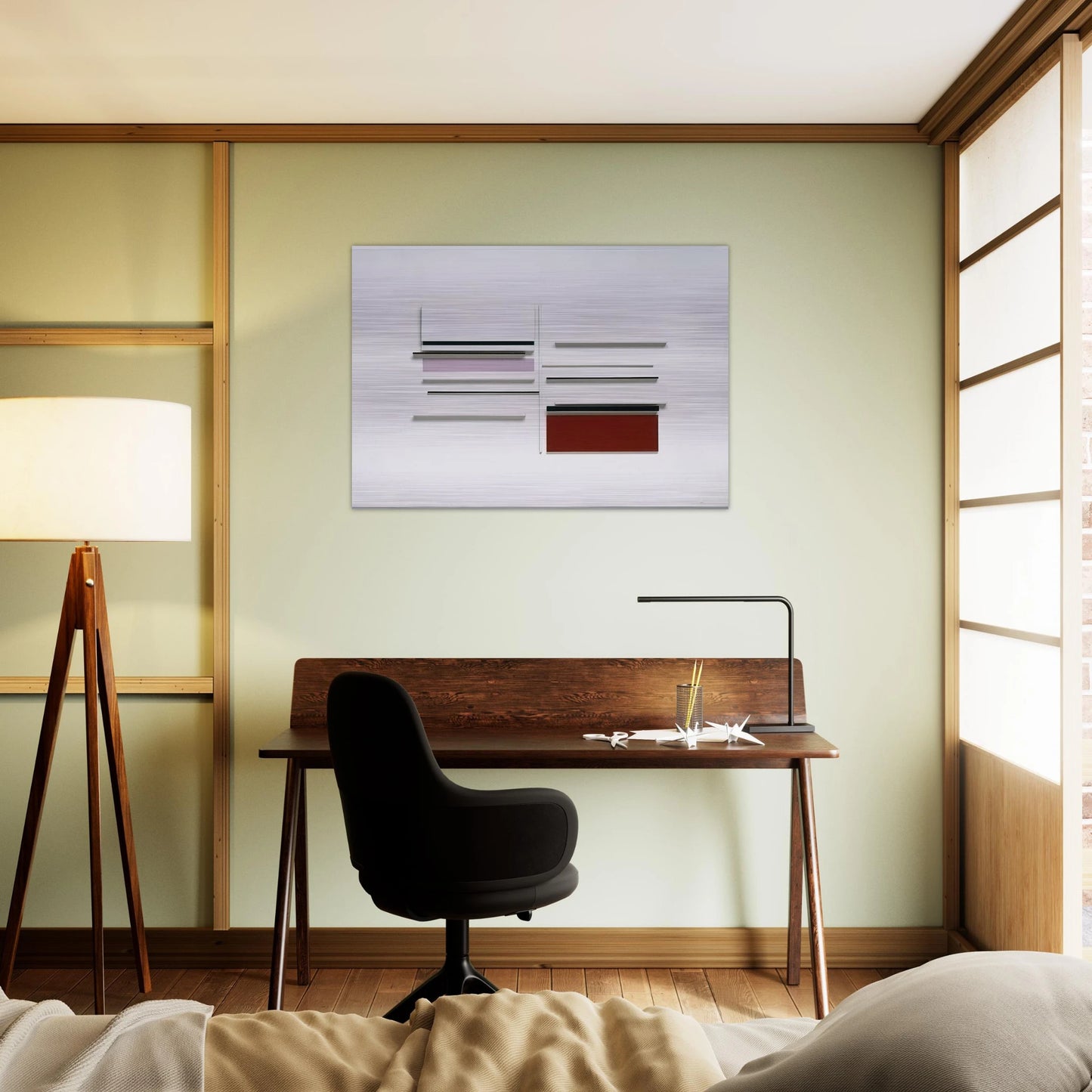 Abstract in White, Black, Indian and Lilac - 1957 - Victor Pasmore Brushed Aluminum Print - 70x100 cm / 28x40 inches | Victor Pasmore Aluminum Print | Victor Pasmore Prints