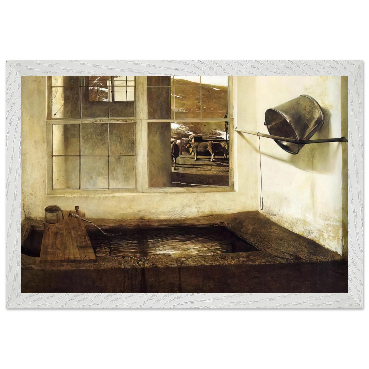 Andrew Wyeth - SPRING FED Wall Art - 21x29.7 cm / 8x12" - Premium Wooden Framed Poster With Fine Art Paper-canvas - White frame