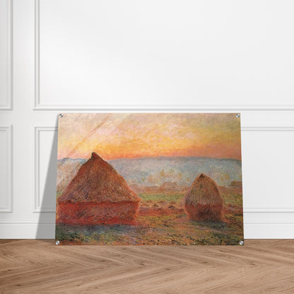 Grainstacks at Giverny, Sunset - claude monet Acrylic Print - 70x100 cm / 28x40″ inches