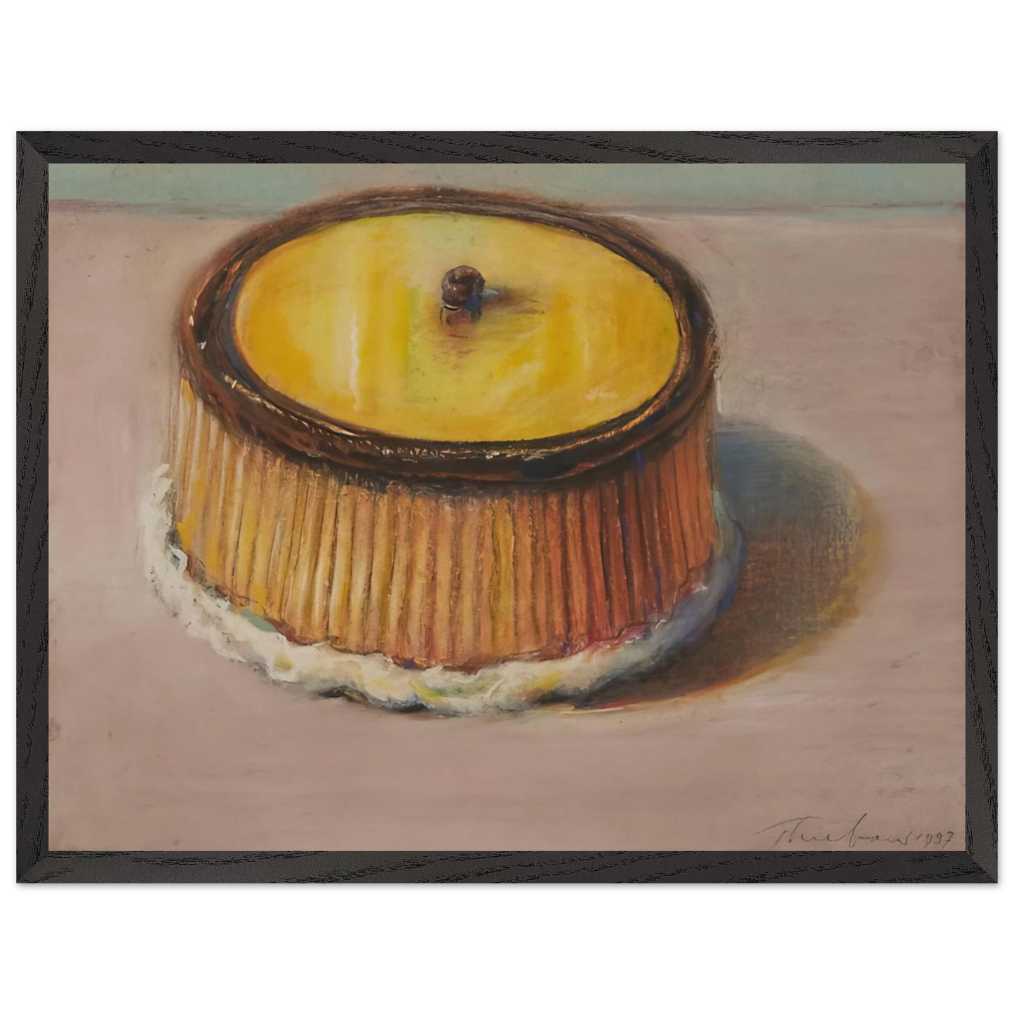 Wayne Thiebaud - Lemon Cake - 1997 Wall Art - 21x29.7 cm / 8x12" - Premium Wooden Framed Poster With Fine Art Paper - Wood frame