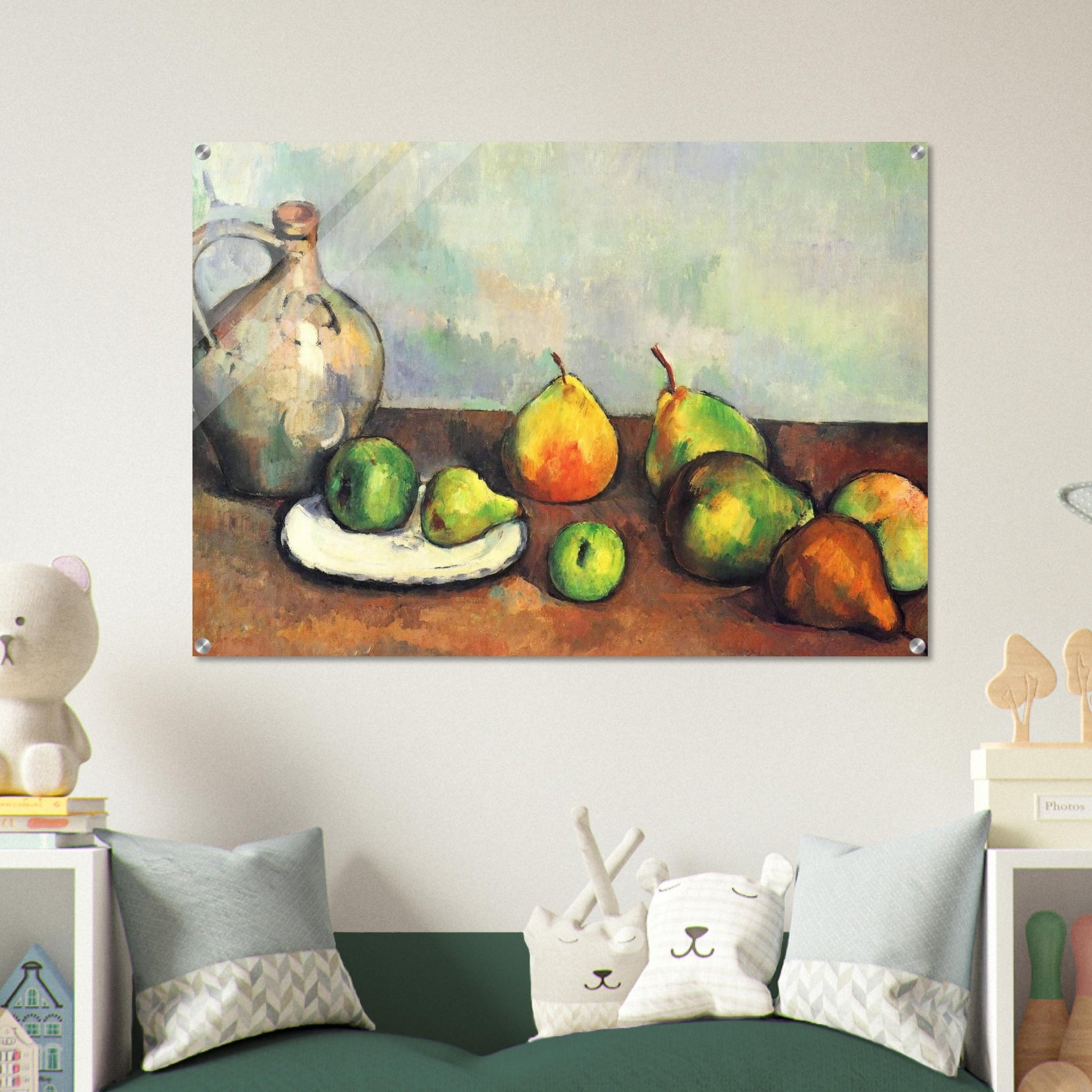 Still life, pitcher and fruit - Paul Cézanne Acrylic Print - 70x100 cm / 28x40″ inches