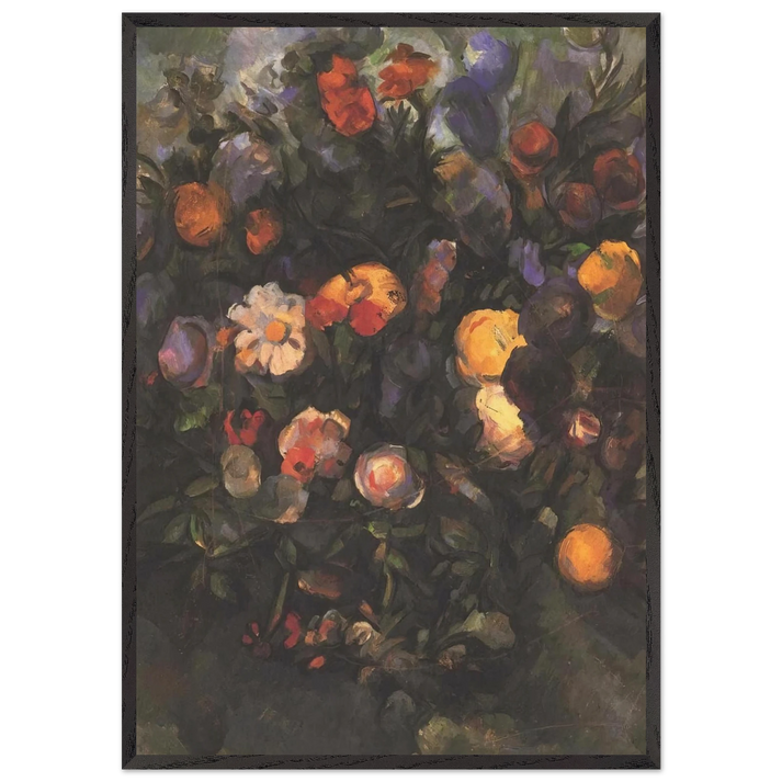 VASE OF FLOWERS N4 - Paul Cezanne 70x100 cm / 28x40 inches Framed Art Print – Black Wooden Frame