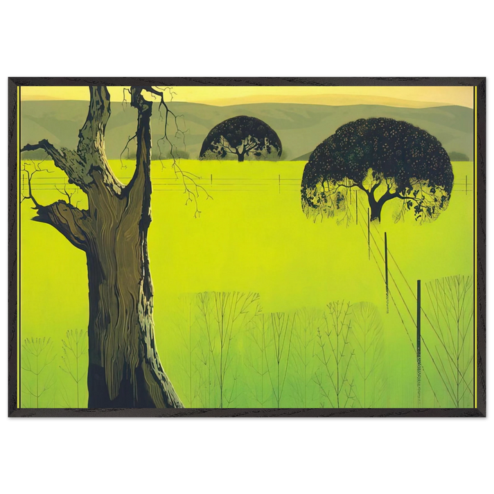Mustard Field - Eyvind Earle 70x100 cm / 28x40 inches Framed Art Print – Black Wooden Frame