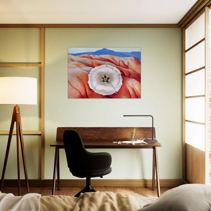 Red hills and white flower II - Georgia O'Keeffe Brushed Aluminum Print - 70x100 cm / 28x40 inches | Georgia O'Keeffe Aluminum Print | Georgia O'Keeffe Prints