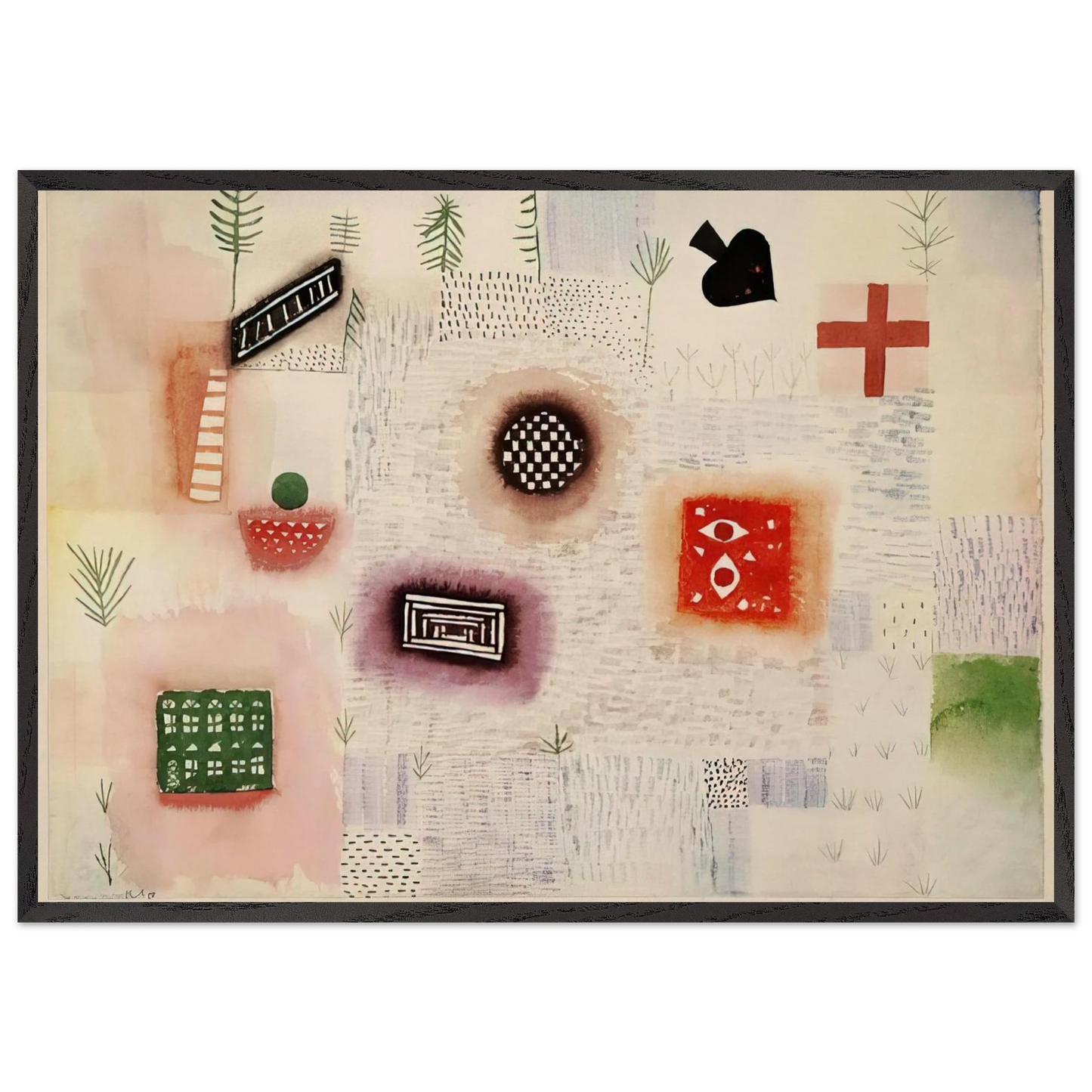 PLACE SIGNS 1926 - Paul Klee 70x100 cm / 28x40 inches Framed Art Print – Black Wooden Frame