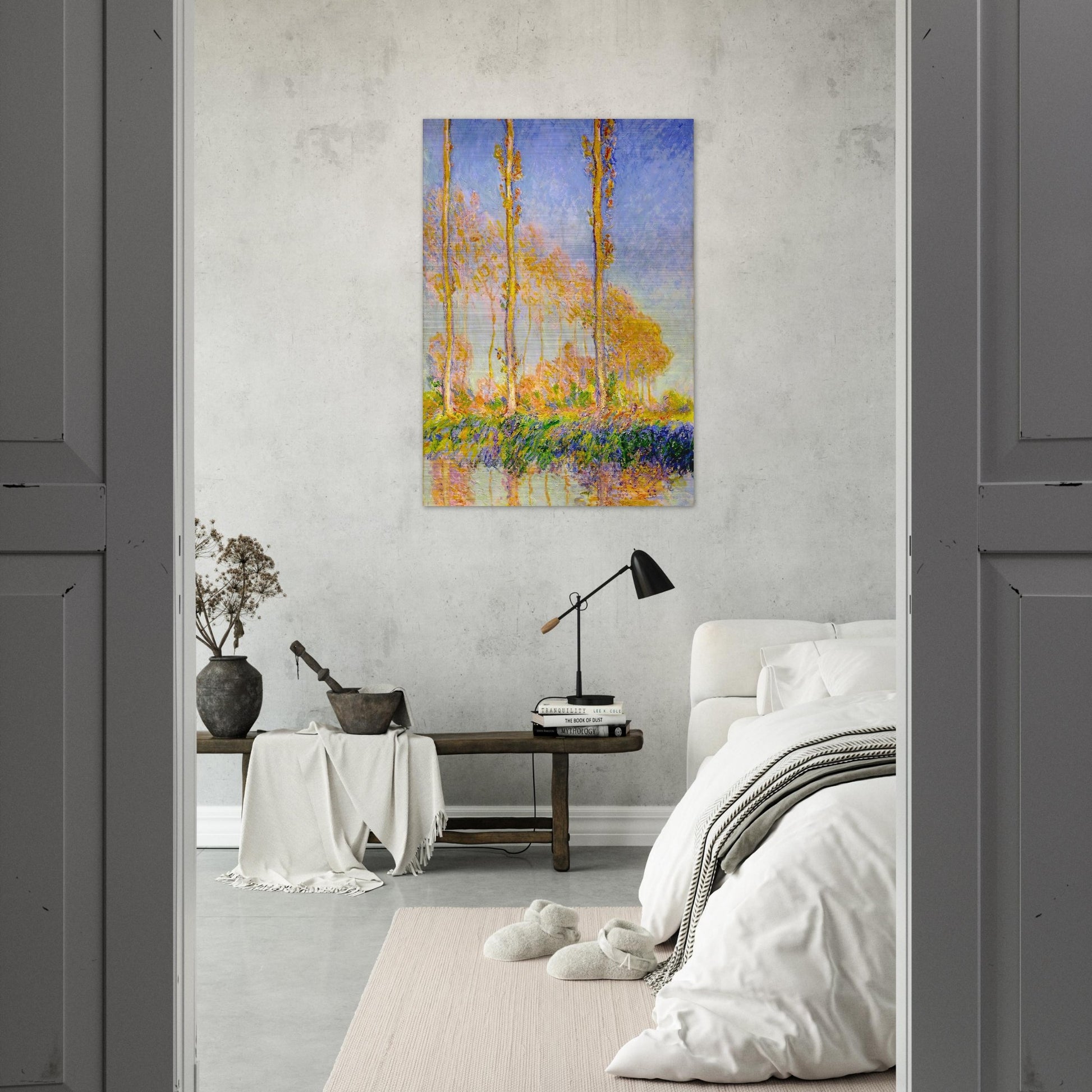 Poplars, Autumn, Pink Effect - claude monet Brushed Aluminum Print - 70x100 cm / 28x40 inches | claude monet Aluminum Print | claude monet Prints