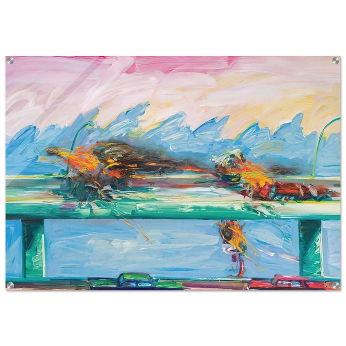 Crash in Phthalo Green - 1984 - Carlos Almaraz Acrylic Print - 70x100 cm / 28x40″ inches