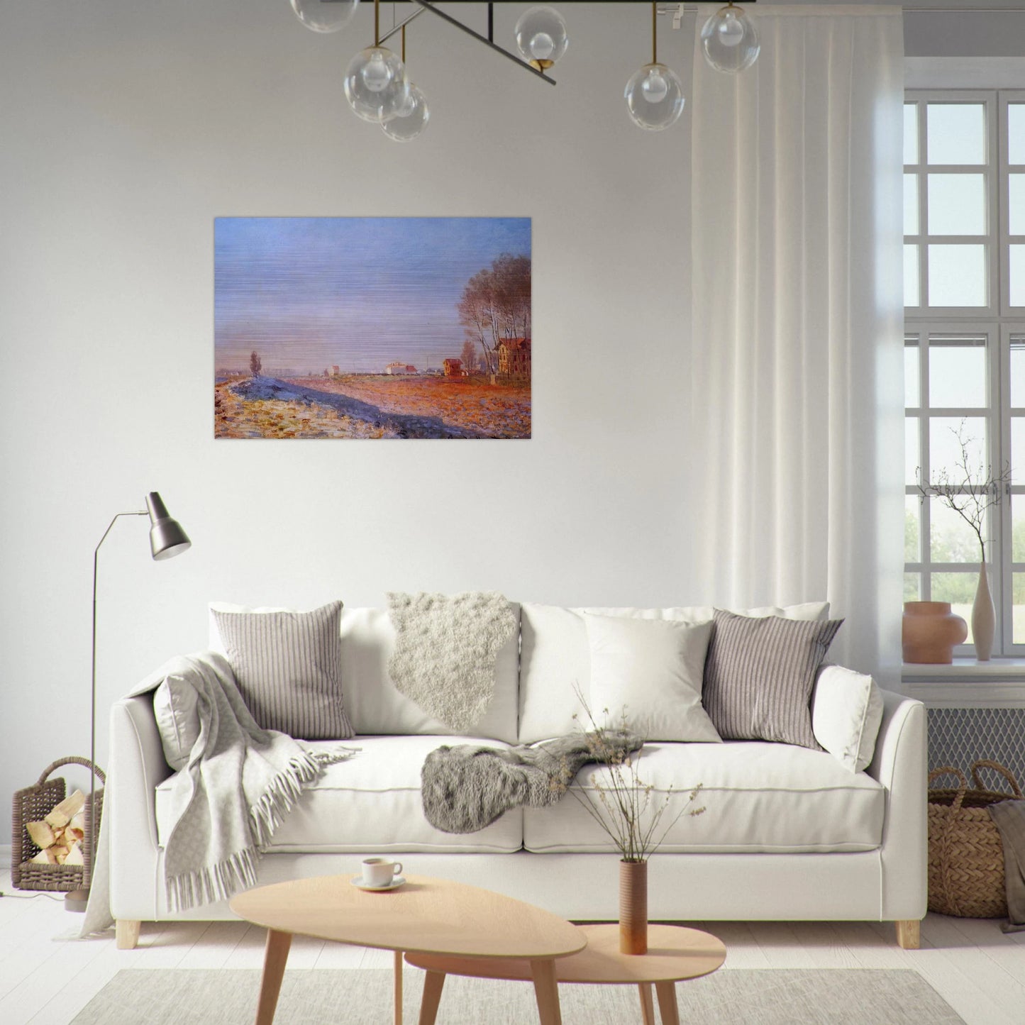 The Plain of Colombes, White Frost - claude monet Brushed Aluminum Print - 70x100 cm / 28x40 inches | claude monet Aluminum Print | claude monet Prints