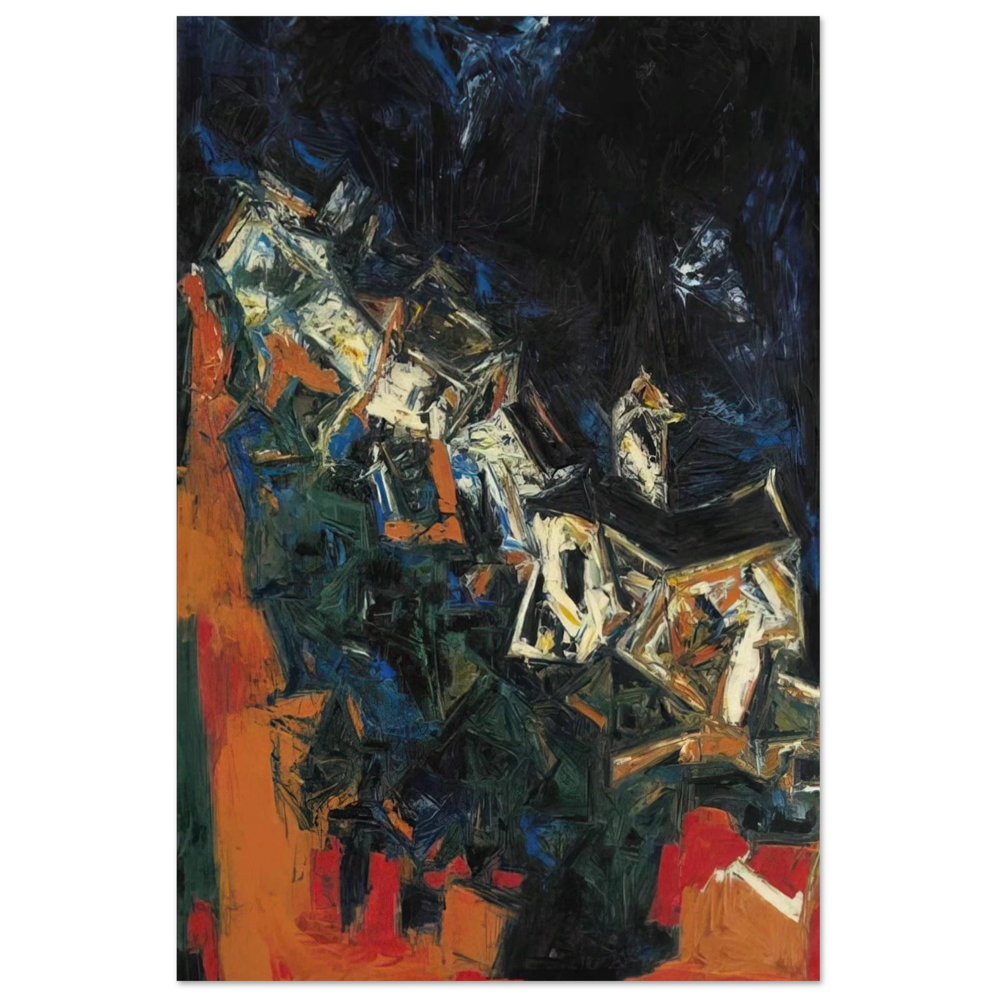 Clocher du Village - 1958 - S. H. Raza Art Prints - 100x150 cm / 40x60″ inches | S. H. Raza Poster | S. H. Raza Prints