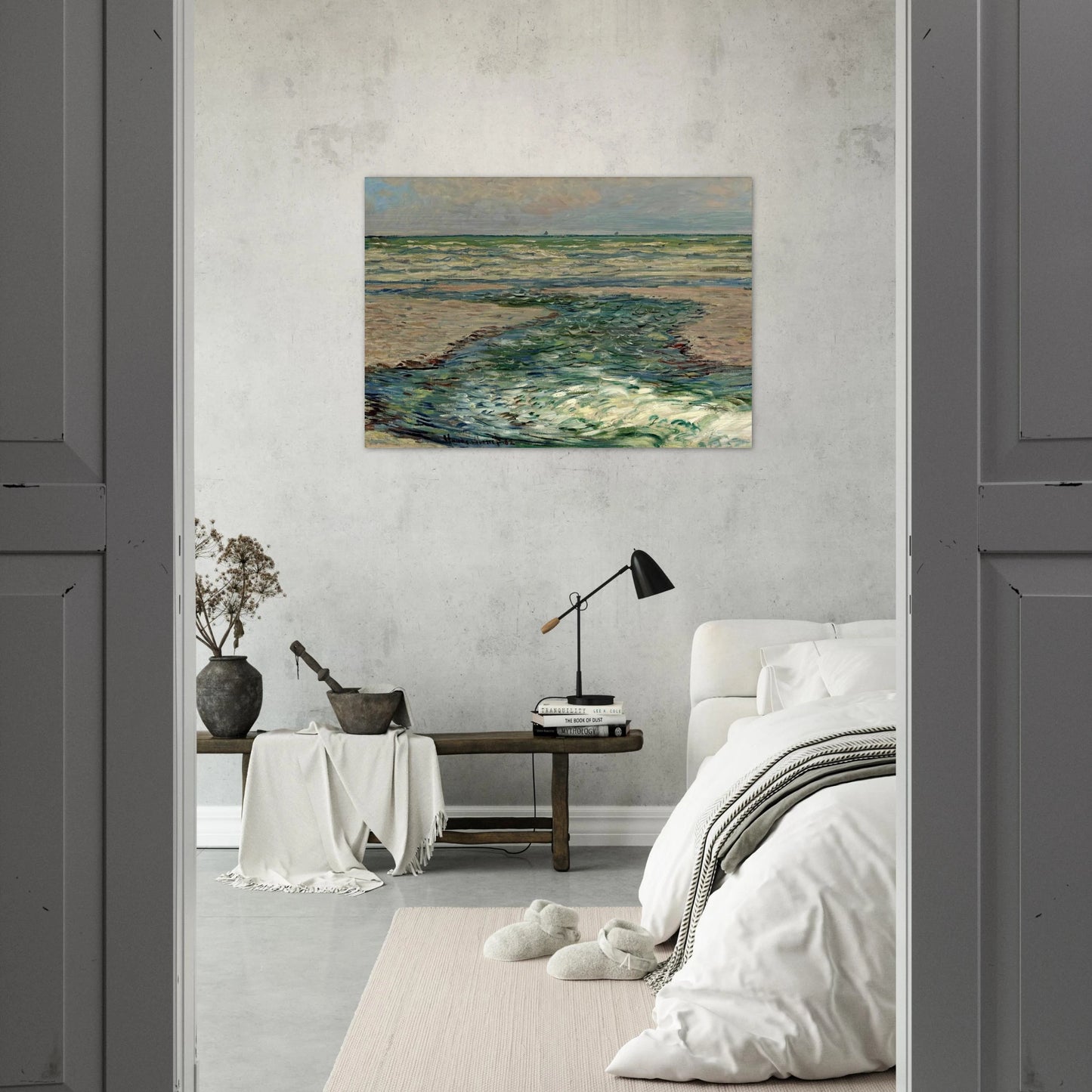 The Seacoast of Pourville, Low Tide - claude monet Brushed Aluminum Print - 70x100 cm / 28x40 inches | claude monet Aluminum Print | claude monet Prints