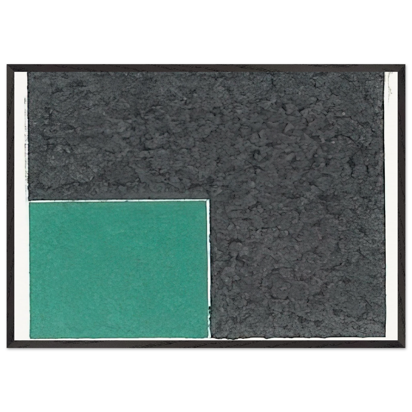 Colored Paper Image XVIII  Green Square with Grey  - Ellsworth Kelly 70x100 cm / 28x40 inches Framed Art Print – Black Wooden Frame