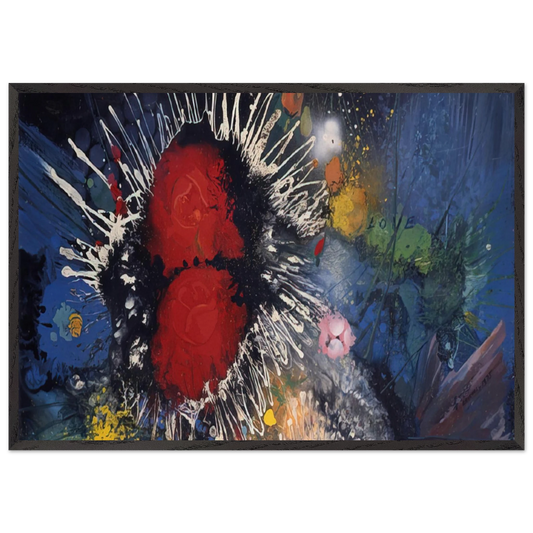 Flowers No 4 - 1974 - Gebre Kristos Desta 70x100 cm / 28x40 inches Framed Art Print – Black Wooden Frame