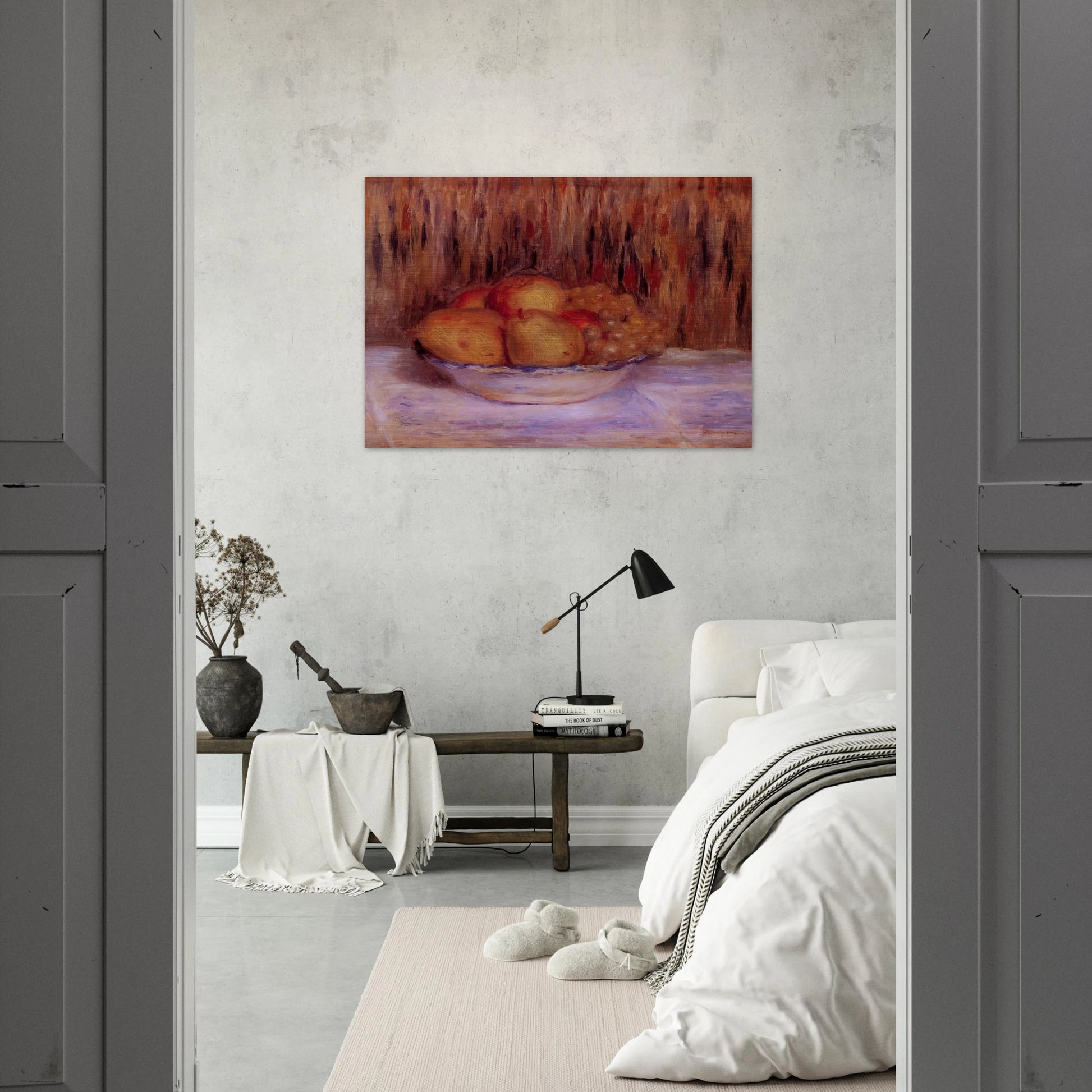 Still Life with Pears and Grapes - Pierre-Auguste Renoir Brushed Aluminum Print - 70x100 cm / 28x40 inches | Pierre-Auguste Renoir Aluminum Print | Pierre-Auguste Renoir Prints