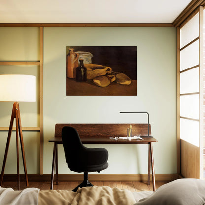 Still Life with Clogs and Pots - Vincent van Gogh Brushed Aluminum Print - 70x100 cm / 28x40 inches | Vincent van Gogh Aluminum Print | Vincent van Gogh Prints