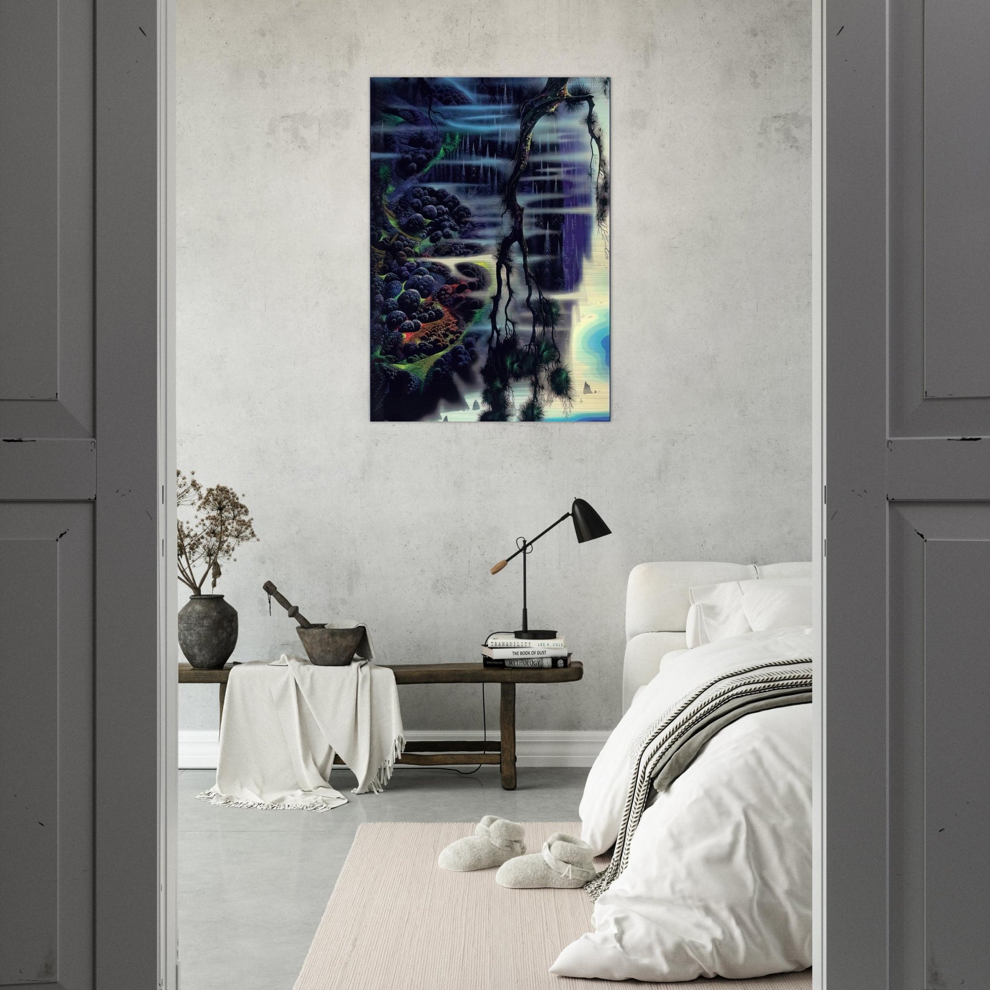 Seaside Splendor - Eyvind Earle Brushed Aluminum Print - 70x100 cm / 28x40 inches | Eyvind Earle Aluminum Print | Eyvind Earle Prints
