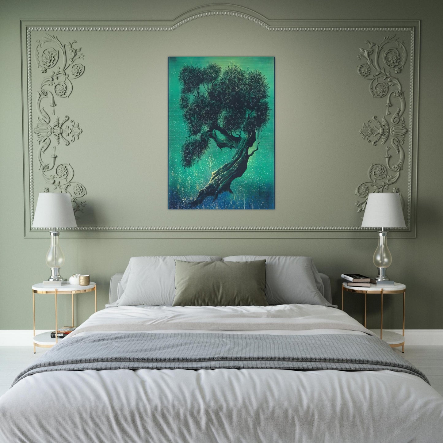 Solitary Bonsai - Eyvind Earle Brushed Aluminum Print - 70x100 cm / 28x40 inches | Eyvind Earle Aluminum Print | Eyvind Earle Prints