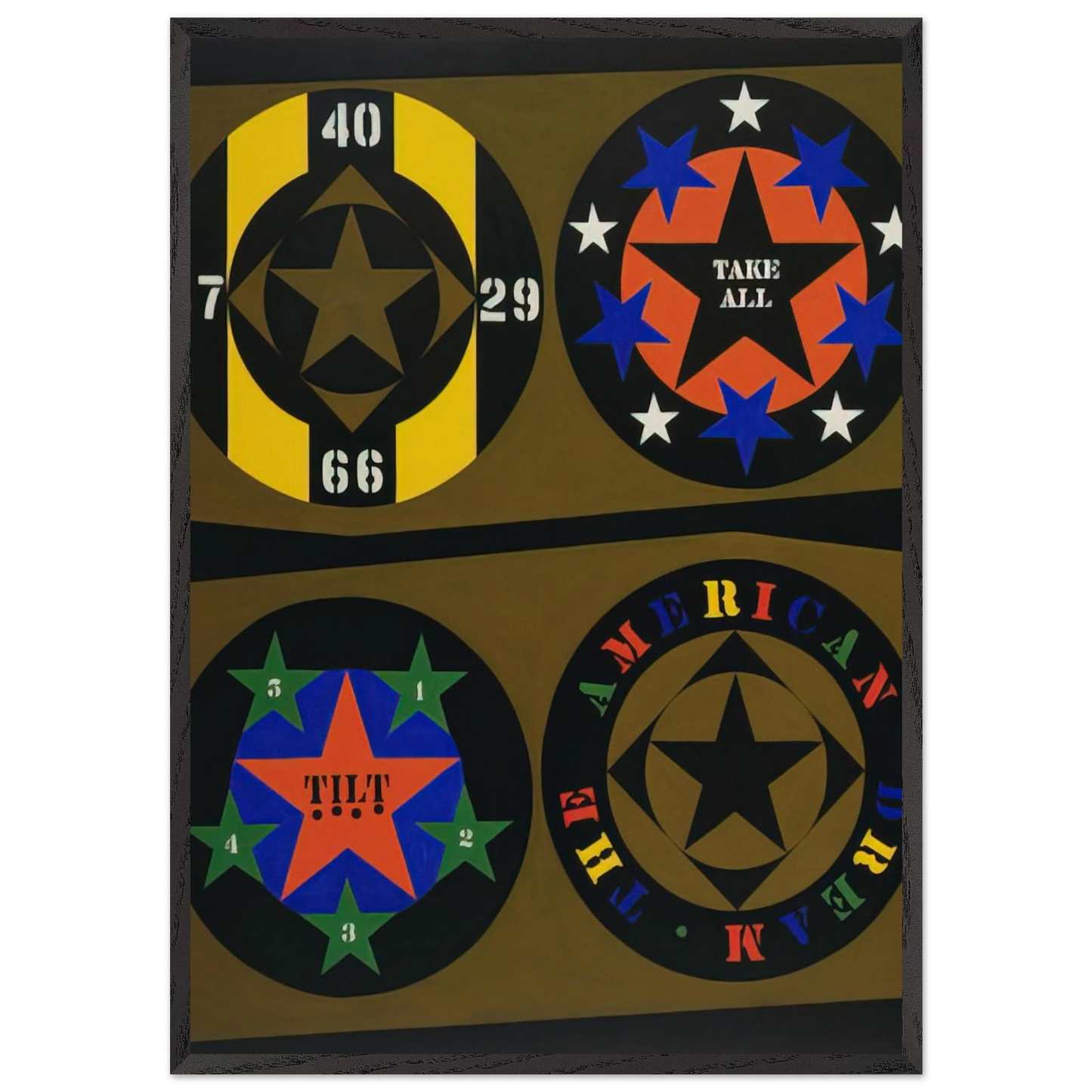 The American Dream I - Robert Indiana 70x100 cm / 28x40 inches Framed Art Print – Black Wooden Frame