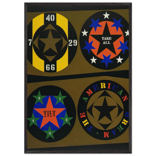 The American Dream I - Robert Indiana 70x100 cm / 28x40 inches Framed Art Print – Black Wooden Frame