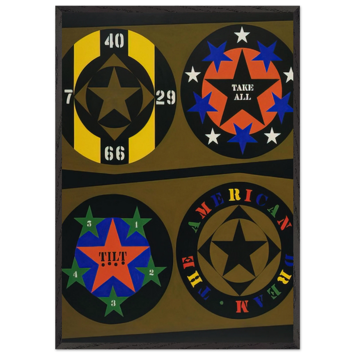 The American Dream I - Robert Indiana 70x100 cm / 28x40 inches Framed Art Print – Black Wooden Frame