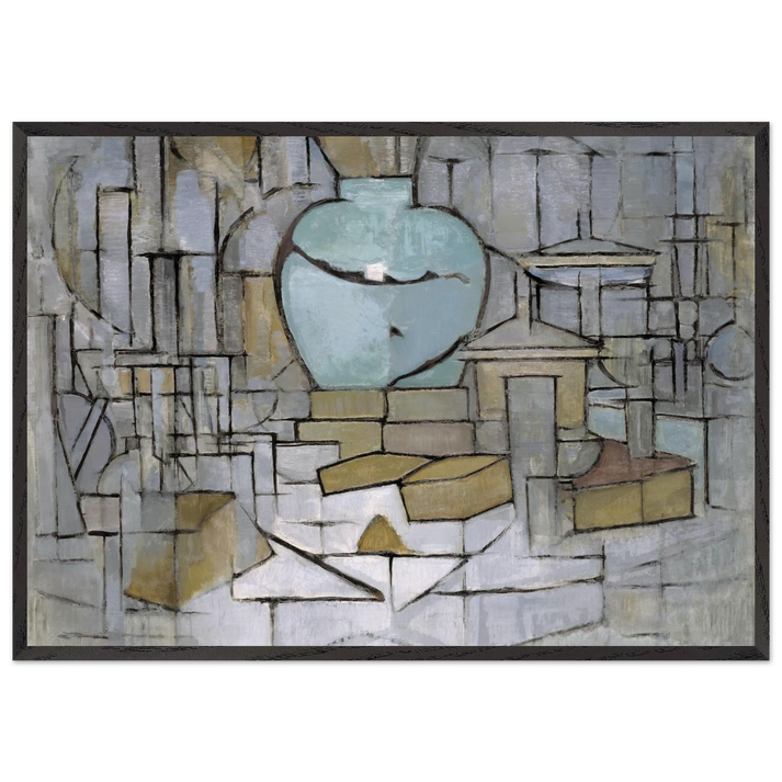 Still Life with Gingerpot 2 - Piet Mondrian 70x100 cm / 28x40 inches Framed Art Print – Black Wooden Frame