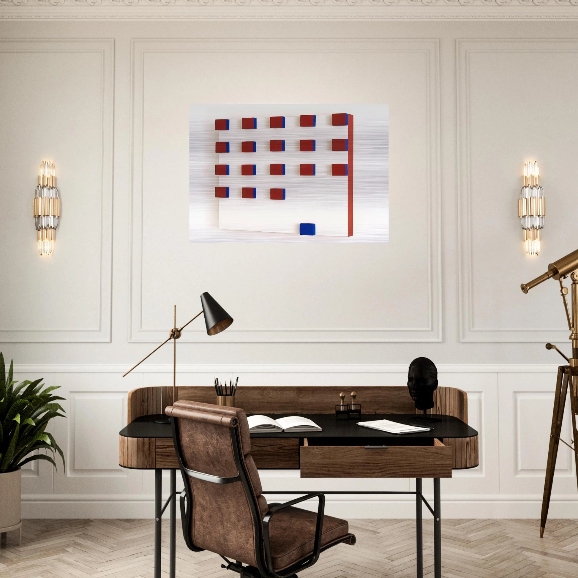 Relief in Red and Blue - 1956 - Lygia Pape Brushed Aluminum Print - 70x100 cm / 28x40 inches | Lygia Pape Aluminum Print | Lygia Pape Prints