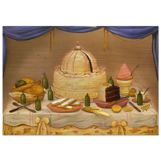 HAPPY BIRTHDAY - Fernando Botero Brushed Aluminum Print - 70x100 cm / 28x40 inches | Fernando Botero Aluminum Print | Fernando Botero Prints
