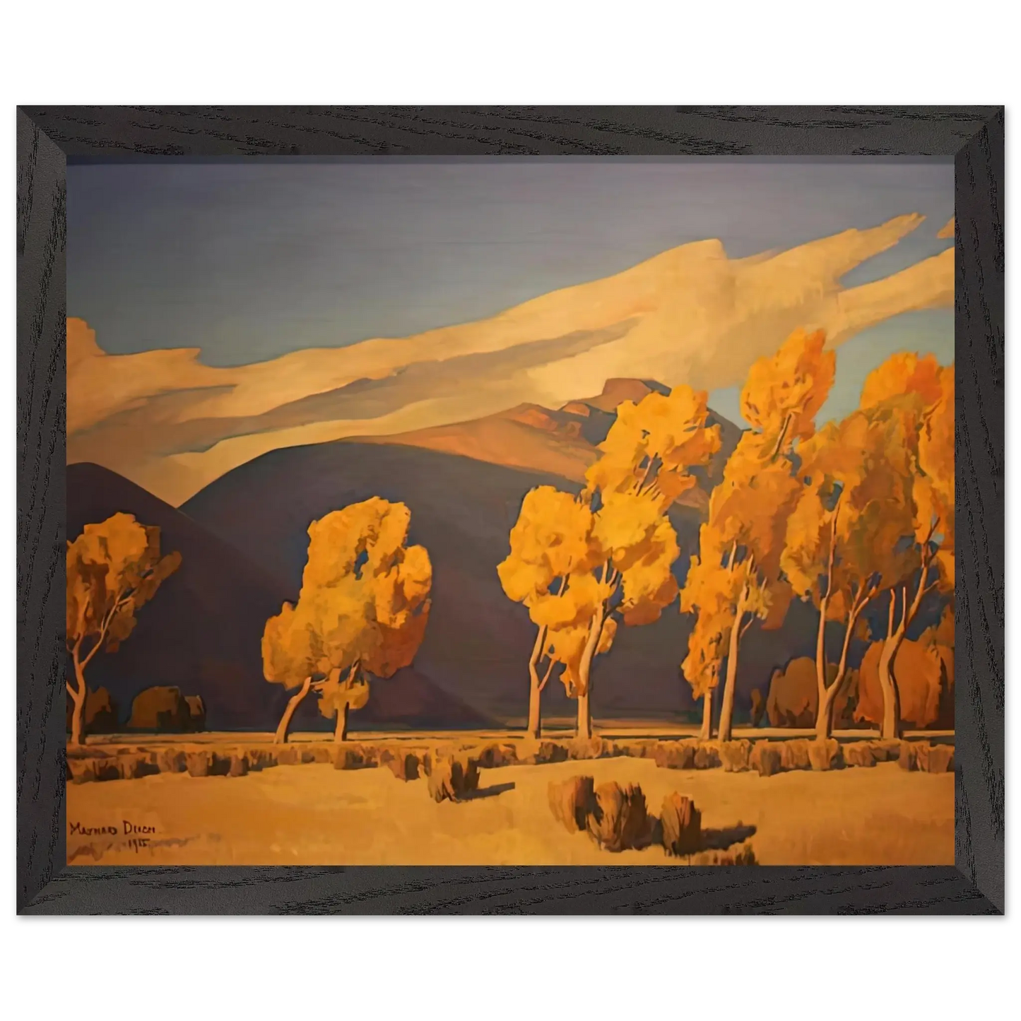Maynard Dixon - NOVEMBER IN NEVADA 1935 Wall art - 30x40 cm / 12x16 Inches - Premium Wooden Framed Poster With Fine Art Paper - Black frame