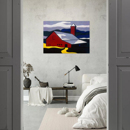 RED BARN II 1969 - Roy Lichtenstein Brushed Aluminum Print - 70x100 cm / 28x40 inches | Roy Lichtenstein Aluminum Print | Roy Lichtenstein Prints