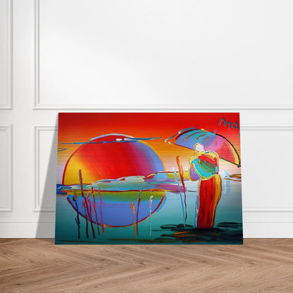 BUDDHA MOON MONK SUNRISE 1999 - Peter Max Brushed Aluminum Print - 70x100 cm / 28x40 inches | Peter Max Aluminum Print | Peter Max Prints