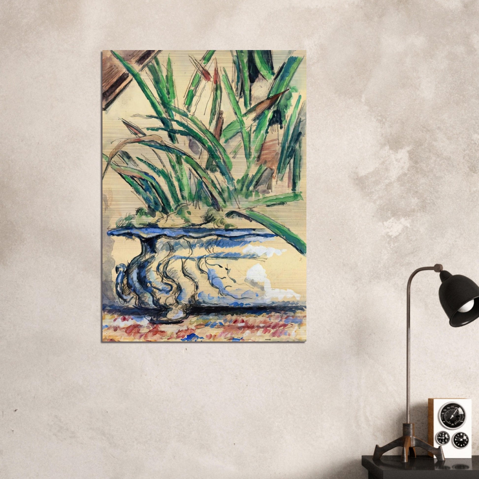 Blue Flowerpot - Paul Cézanne Brushed Aluminum Print - 70x100 cm / 28x40 inches | Paul Cézanne Aluminum Print | Paul Cézanne Prints