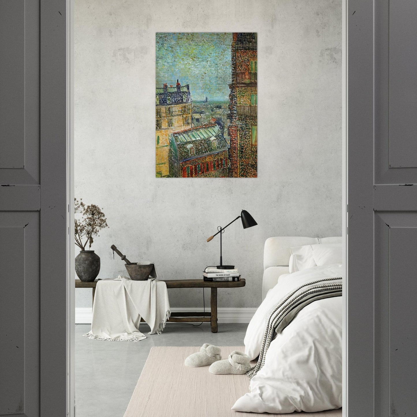 View of Paris from Vincent's Room in the Rue Lepic - Vincent van Gogh Brushed Aluminum Print - 70x100 cm / 28x40 inches | Vincent van Gogh Aluminum Print | Vincent van Gogh Prints