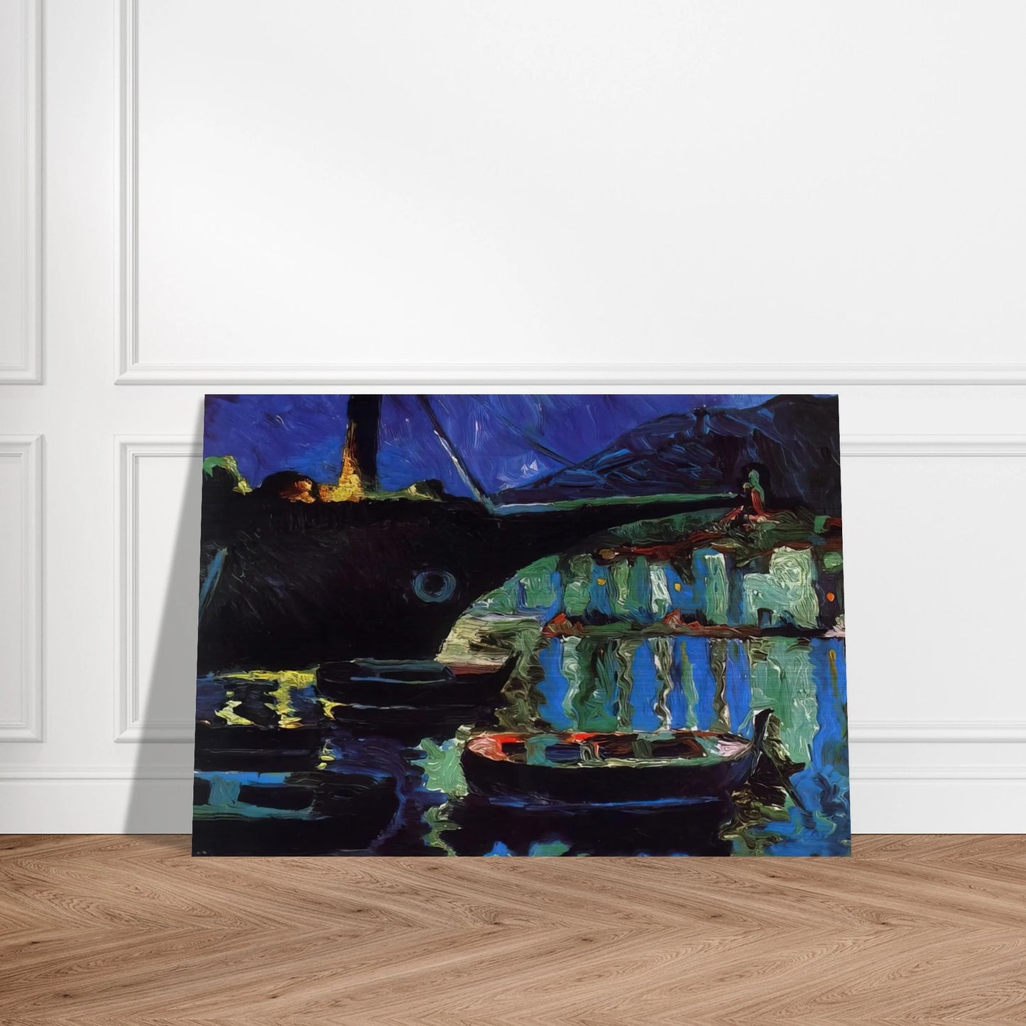 PORT OF CADAQUES NIGHT - Salvador Dali Brushed Aluminum Print - 70x100 cm / 28x40 inches | Salvador Dali Aluminum Print | Salvador Dali Prints