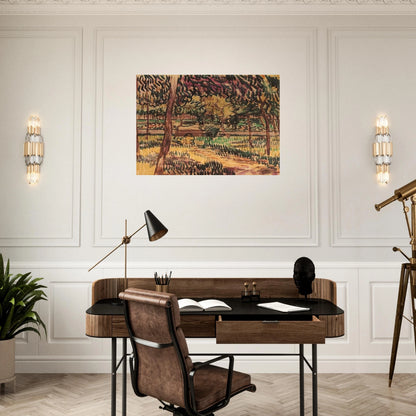 Trees in the Garden of the Asylum - Vincent van Gogh Brushed Aluminum Print - 70x100 cm / 28x40 inches | Vincent van Gogh Aluminum Print | Vincent van Gogh Prints
