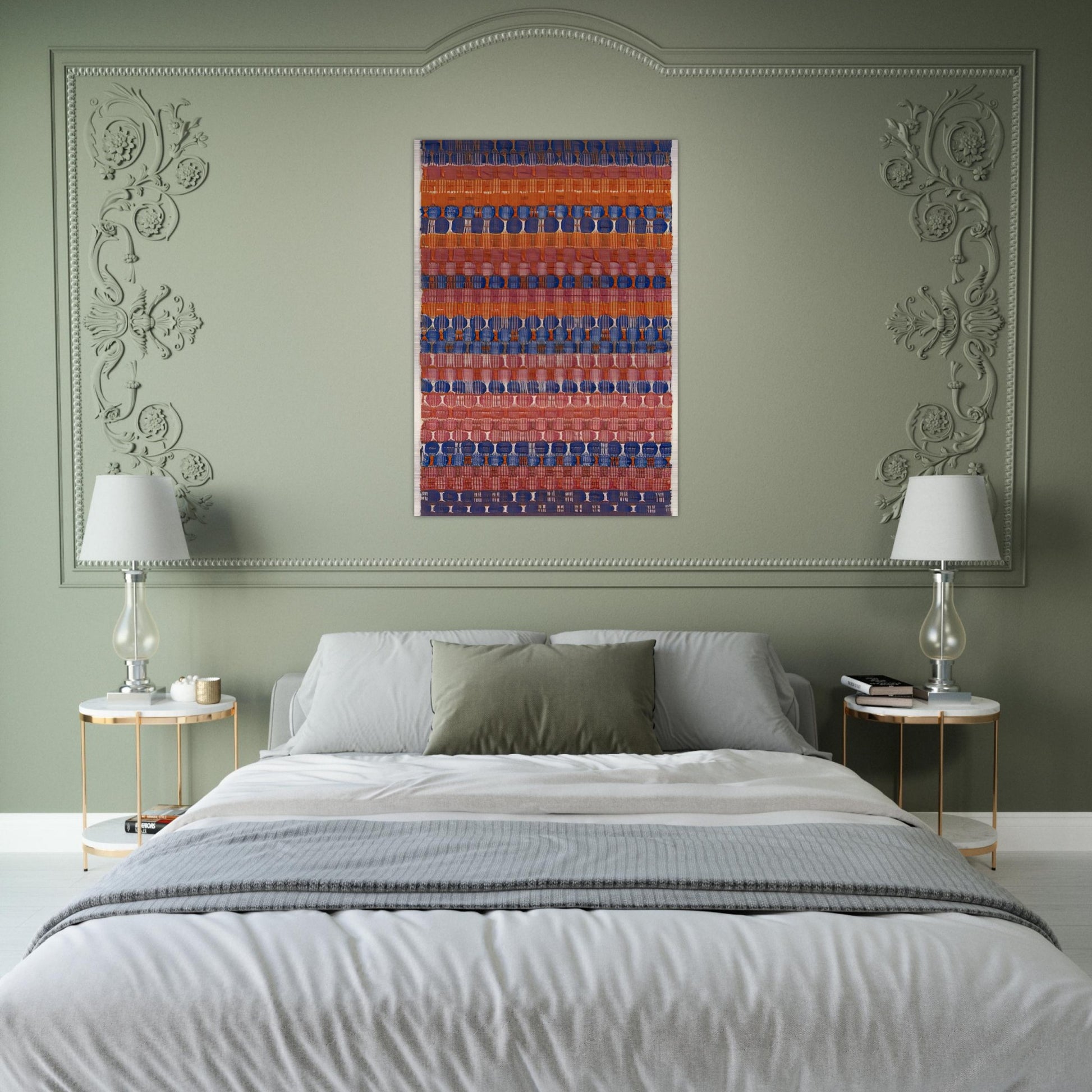 RED AND BLUE LAYERS 1954 - Anni Albers Brushed Aluminum Print - 70x100 cm / 28x40 inches | Anni Albers Aluminum Print | Anni Albers Prints