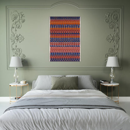 RED AND BLUE LAYERS 1954 - Anni Albers Brushed Aluminum Print - 70x100 cm / 28x40 inches | Anni Albers Aluminum Print | Anni Albers Prints