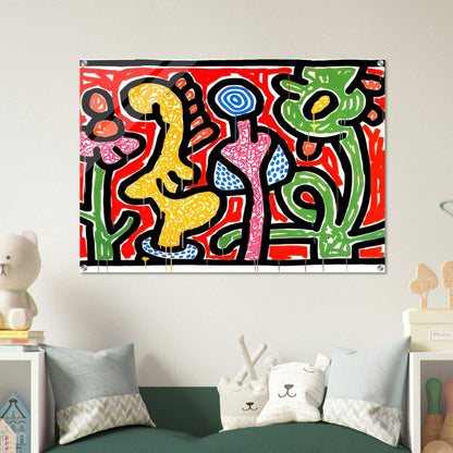FLOWERS IV 1990 - Keith Haring Acrylic Print - 70x100 cm / 28x40″ inches