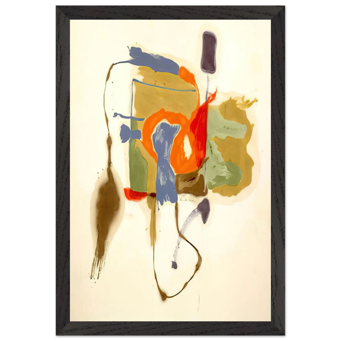 Helen Frankenthaler - Blue Form in a Scene - 1961 Wall art - 45x60 cm / 18x24 Inches - Premium Wooden Framed Poster With Fine Art Paper - Black frame