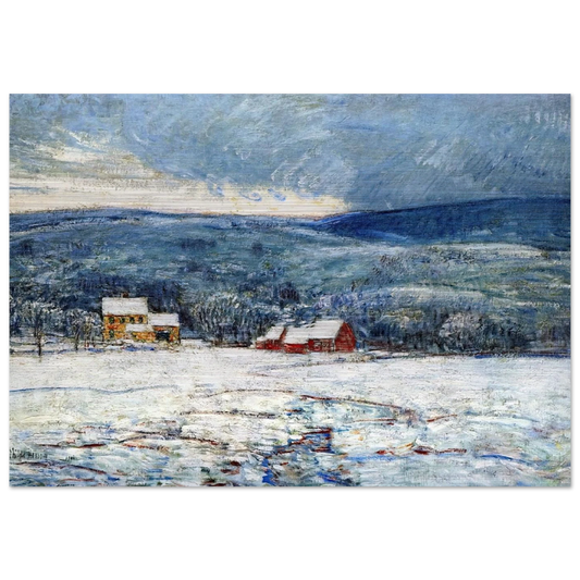Winter in the Connecticut Hills - Childe Hassam Brushed Aluminum Print - 70x100 cm / 28x40 inches | Childe Hassam Aluminum Print | Childe Hassam Prints