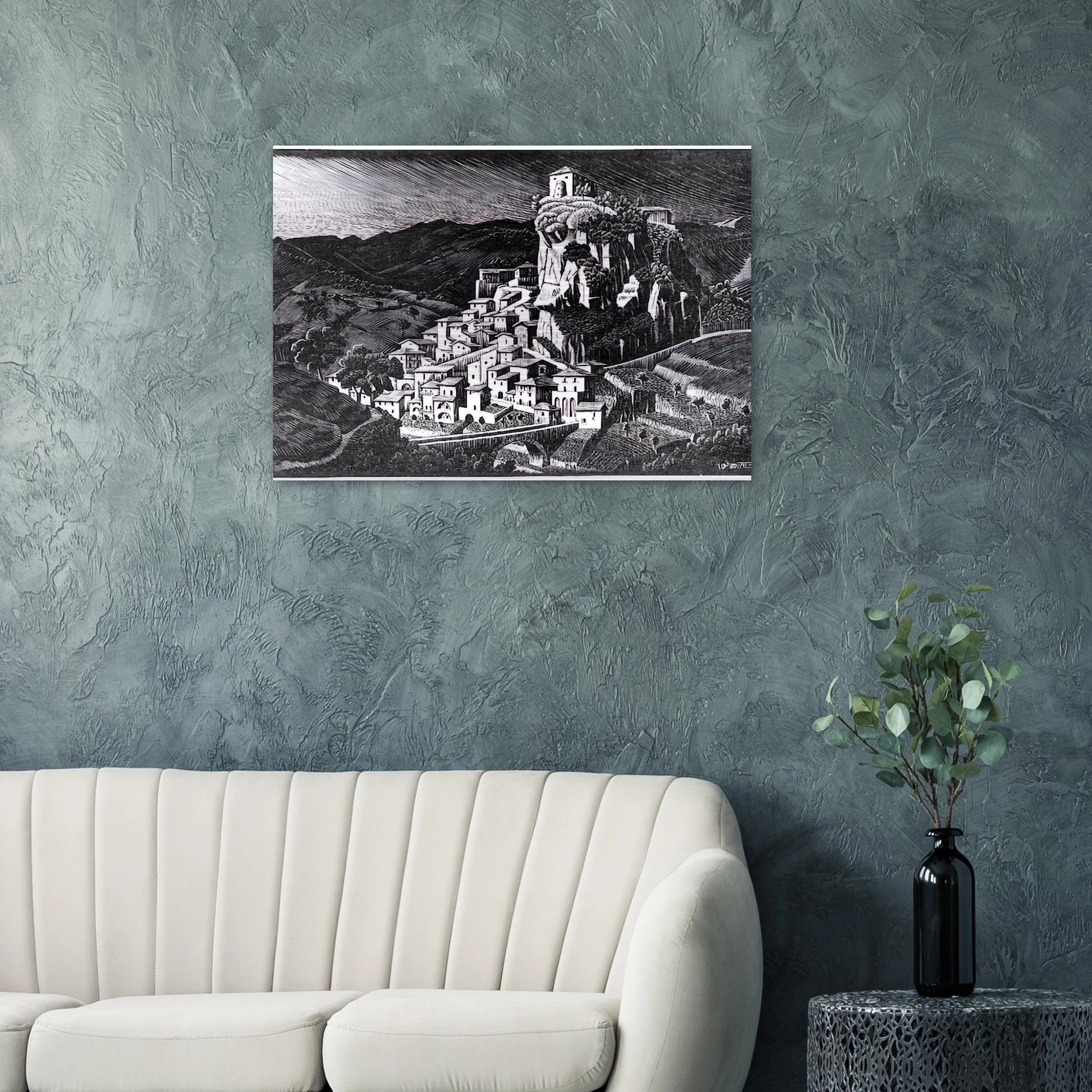 PALIZZI CALABRIA OCTOBER 1930 1930 - MC Escher Brushed Aluminum Print - 70x100 cm / 28x40 inches | MC Escher Aluminum Print | MC Escher Prints | Maurits Cornelis Escher Prints