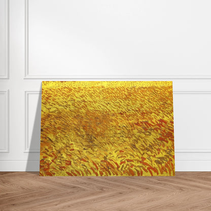 Summer Evening, Wheatfield with Setting sun - Vincent van Gogh Brushed Aluminum Print - 70x100 cm / 28x40 inches | Vincent van Gogh Aluminum Print | Vincent van Gogh Prints