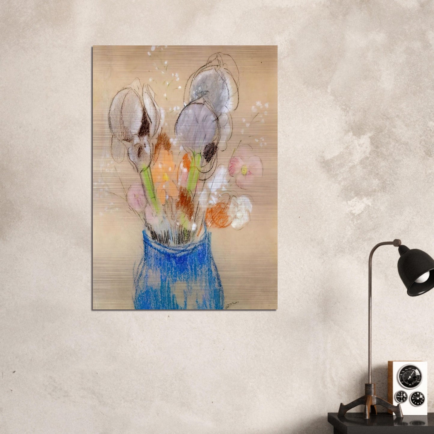 BOUQUET OF FLOWERS 4 - Odilon Redon Brushed Aluminum Print - 70x100 cm / 28x40 inches | Odilon Redon Aluminum Print | Odilon Redon Prints