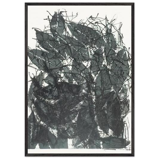 Leaves I - Jean-Paul Riopelle 70x100 cm / 28x40 inches Framed Art Print – Black Wooden Frame