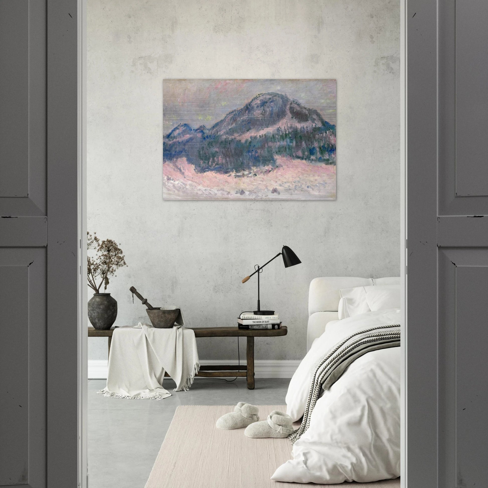 Mount Kolsaas, Rose Reflection - claude monet Brushed Aluminum Print - 70x100 cm / 28x40 inches | claude monet Aluminum Print | claude monet Prints
