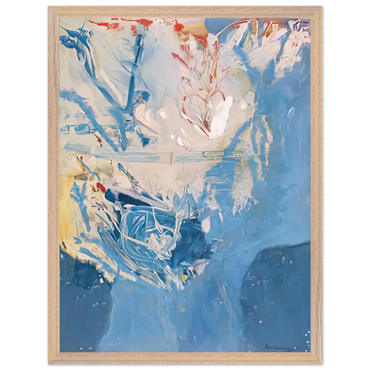 Helen Frankenthaler - Blue Territory, 1955- Wall Art - 60x80 cm / 24x32 inches - Premium Wooden Framed Poster With Fine Art Paper-canvas - White frame