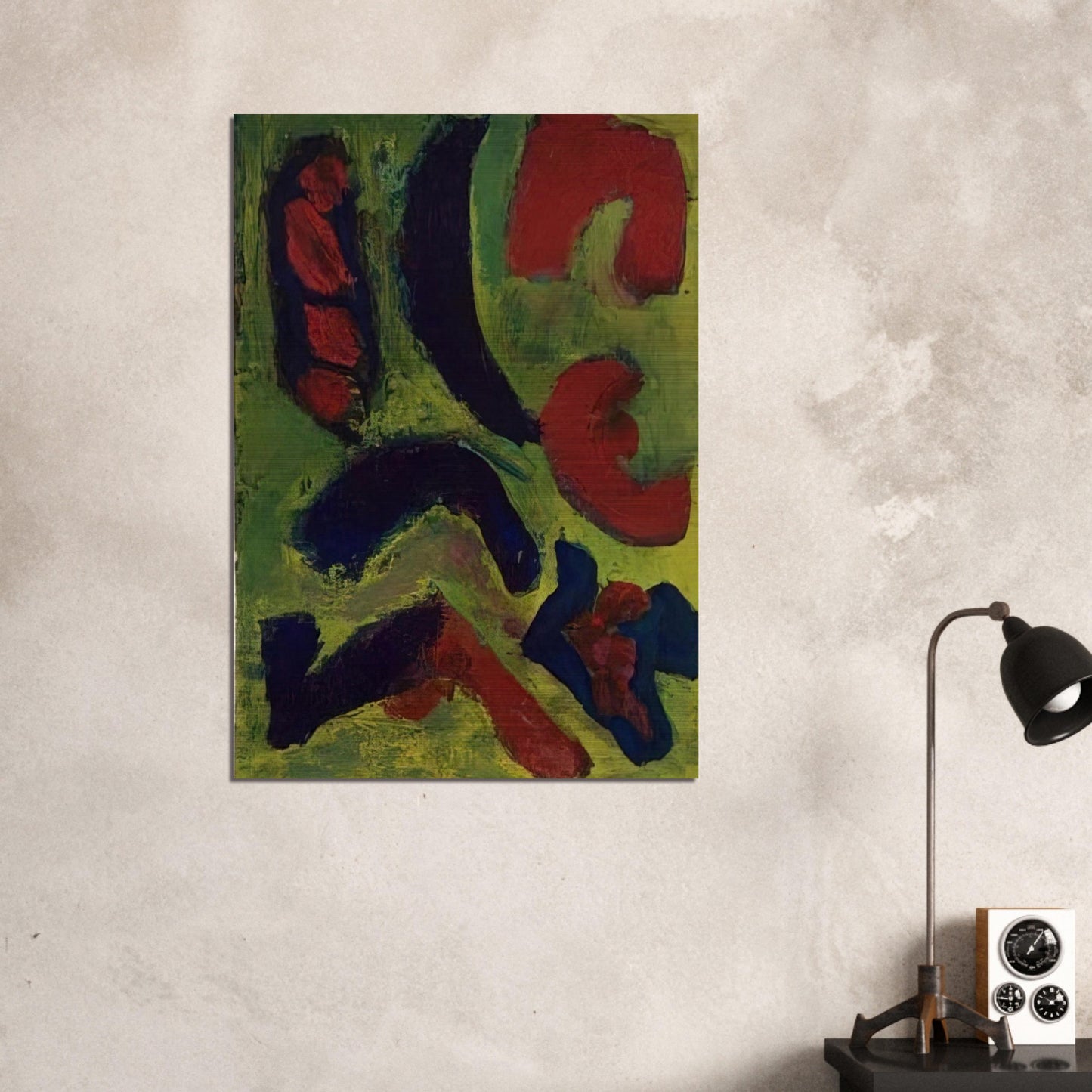 Abstract Composition in Green and Red - Barnett Newman Brushed Aluminum Print - 70x100 cm / 28x40 inches | Barnett Newman Aluminum Print | Barnett Newman Prints